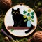 2PCS Black Cat Punch Needle Kit for Adults & Beginners – Complete DIY Embroidery Set with Hoop, Yarn & Instructions, Starter Craft Kit for Home Decor and Gifts (20×20cm)